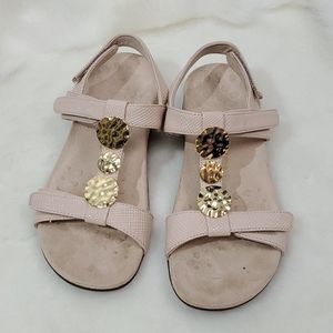 Vionic metal detail sandals velcro cream pink ankle straps women size 7